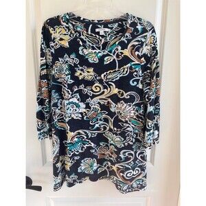Chico's Abstract Floral Paisley Knit Tunic Top Chico’s 2 (Large / US 12) NWOT